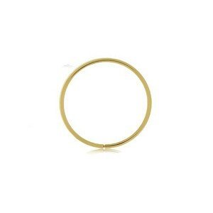 Zlatý 375 piercing - tenký lesklý kroužek, hladký povrch, žluté zlato - Tloušťka x průměr: 0,6 mm x 8 mm