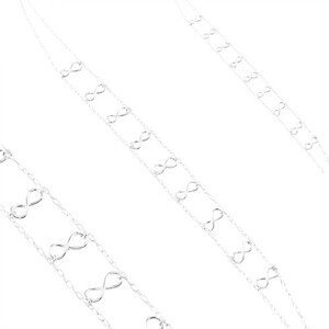 Stříbrný 925 náhrdelník, dvojitý řetízek, lesklé symboly nekonečna
