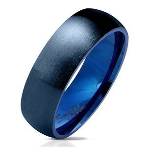 Ocelový prsten v tmavomodrém odstínu, matný a vypouklý povrch, 6 mm - Velikost: 51