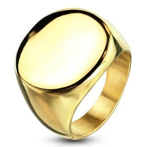 Prsten z chirurgické oceli zlaté barvy s kruhem, lesklý - Velikost: 68