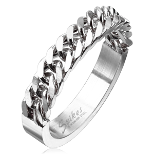 Prsten z oceli stříbrné barvy s řetízkovým motivem, 4 mm - Velikost: 48