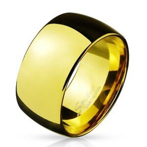 Širší ocelový prsten ve zlatém barevném provedení, 11 mm - Velikost: 72
