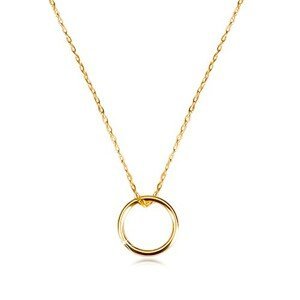 Zlatý náhrdelník 375 - jemný řetízek s přívěskem, hladký lesklý kroužek