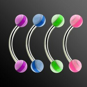 Piercing do obočí - pastelové pruhy - Barva piercing: Zelená