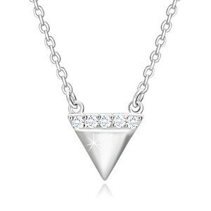 Stříbrný náhrdelník 925 - obrácený trojúhelník, blýskavá zirkonová linie