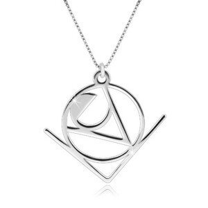 Stříbrný 925 náhrdelník - slovo "Love" v abstraktním geometrickém motivu