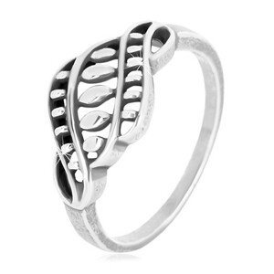 Stříbrný prsten 925 - úzká ramena, vyřezávaný ornament se zrníčky a patinou - Velikost: 49