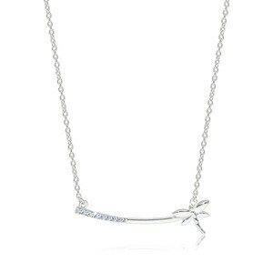 Stříbrný 925 náhrdelník - lesklá vážka na úzké tyčince se zirkonky čiré barvy