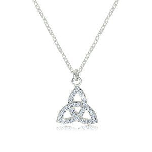 Stříbrný 925 náhrdelník - čirý zirkonový symbol Triquetra