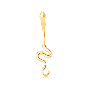 Zlatý piercing 375 do bříška - lesklý had se zvlněným ocasem