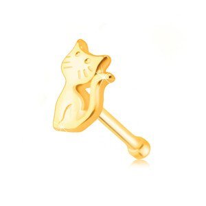 Piercing do nosu ze žlutého zlata 585 - kočička se zvednutým ocáskem