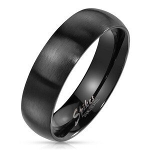 Prsten z oceli v černém barevném odstínu - široká ramena s matným povrchem, 6 mm - Velikost: 54
