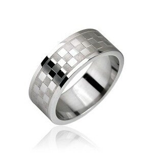Ocelový prsten, vzor šachovnice - Velikost: 50
