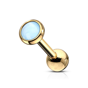 Ocelový 316L piercing do ucha, zlatá barva - polokoule, modrá barva, epoxidová vrstva