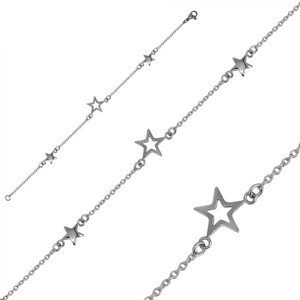 Ocelový náramek - tři hvězdy ve stříbrné barvě, jemný řetízek