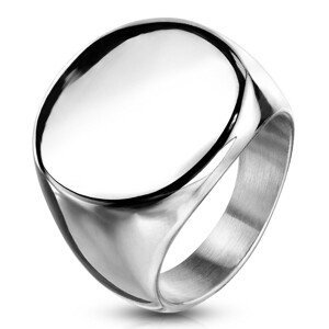 Prsten z chirurgické oceli, lesklý plochý kruh, stříbrná barva - Velikost: 64