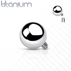 Titanový náhradní díl do implantátu, kulička, stříbrná barva, závit 1,6 mm - Velikost hlavičky: 3 mm