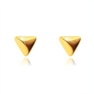 Puzetové náušnice ze 14K zlata - zrcadlově lesklé trojúhelníky se zaoblením