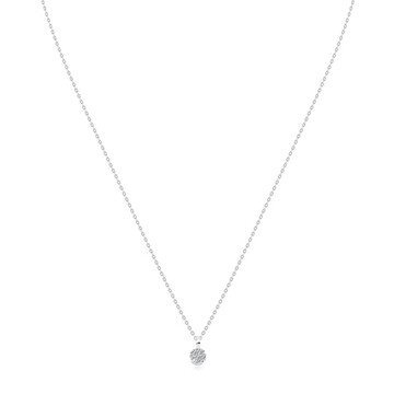 Briliantový náhrdelník z bílého 14K zlata - tenký řetízek, kroužek zdobený diamanty