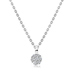 Briliantový náhrdelník z bílého 9K zlata - tenký řetízek, kroužek zdobený diamanty
