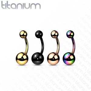 Titanový piercing do pupíku - jednoduché kuličky, různé barvy, PVD - Barva: Černá
