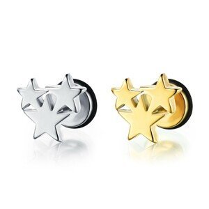 Falešné ocelové špunty do uší - spojené hvězdy, různé provedení - Barva: Zlatá