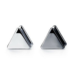 Falešný piercing do ucha z oceli 316L - hladké trojúhelníky, různé barvy - Barva piercing: Černá