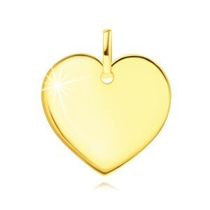Přívěsek ze žlutého zlata 375 - ploché zrcadlové srdce