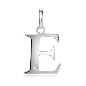 Diamantový přívěsek ze stříbra 925 - velké písmeno E, kulatý briliant