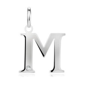 Diamantový přívěsek ze stříbra 925 - velké písmeno M, kulatý briliant