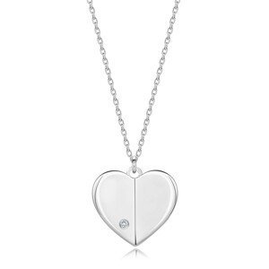 Diamantový náhrdelník ze stříbra 925 - srdce s vyvýšenými boky, kulatý briliantový brus