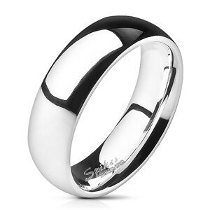 Ocelový prsten - stříbrný, hladký, lesklý, 6 mm - Velikost: 59