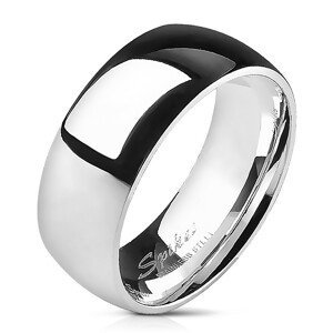 Ocelový prsten - stříbrný, hladký, lesklý, 8 mm - Velikost: 59
