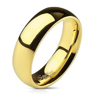 Hladký ocelový prsten ve zlaté barvě - 6 mm - Velikost: 53