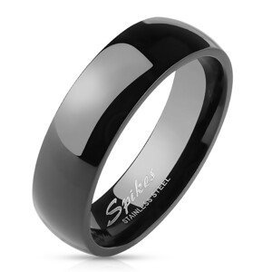 Jednoduchý ocelový prsten - hladký černý povrch, 6 mm - Velikost: 49