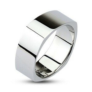 Hranatý ocelový prsten - lesklý stříbrný povrch - Velikost: 49