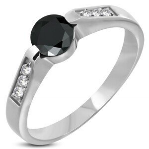 Ocelový zásnubní prsten s černým očkem - Velikost: 53