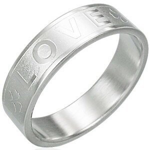 Ocelový prsten - LOVE, čtyřlístek - Velikost: 59