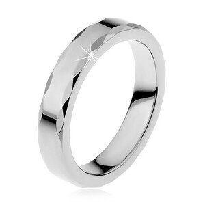 Dámský wolframový prsten se stužkovým okrajem - Velikost: 59