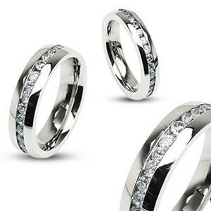 Ocelový prsten - symbol večnosti, zirkony - Velikost: 49