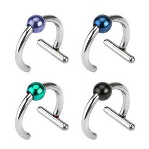 Falešný piercing z chirurgické oceli - titanová kulička - Tloušťka x průměr x velikost kuličky: 1,2 x 8 x 3 mm, Barva piercing: Modrá