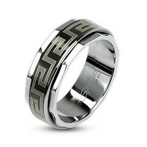 Prsten z oceli s otáčivým středem v řeckém stylu - Velikost: 59