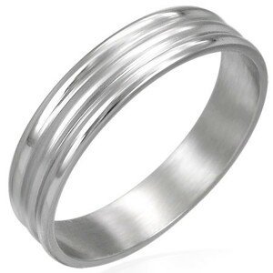 Prsten z chirurgické oceli 2 širší pásky - Velikost: 58