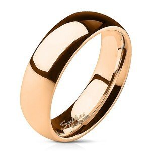 Prsten z oceli v růžovo-zlaté barvě - 6 mm - Velikost: 64