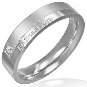 Prsten z oceli - moderní design, romantický nápis - Velikost: 55