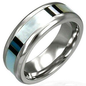 Snubní prsten z chirurgické oceli s perletí  - Velikost: 59
