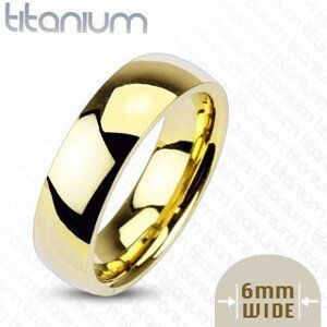 Titanový prsten zlaté barvy, 6 mm - Velikost: 57
