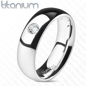 Titanový prsten se zirkonem - hladký, 4 mm - Velikost: 54