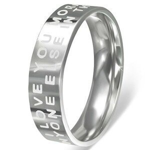 Ocelový prsten - lesklý povrch se zamilovaným nápisem - Velikost: 55