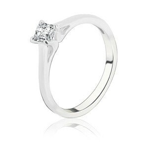 Snubní prsten ze stříbra 925 - čtvercový zirkon s vystouplým uchycením - Velikost: 59